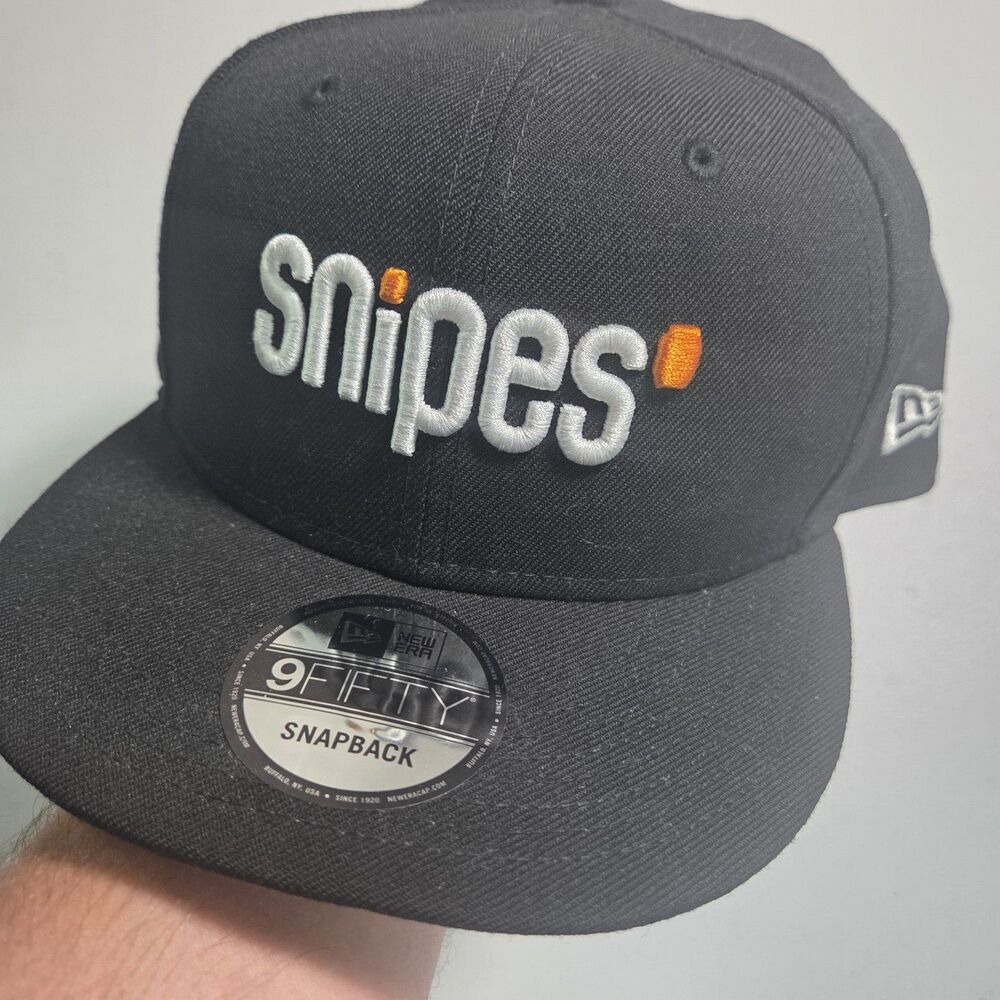 New Era 9FIFTY Snipes Hat Mens OSFA Black Wool Streetwear Snapback Flat Bill